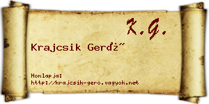 Krajcsik Gerő névjegykártya
